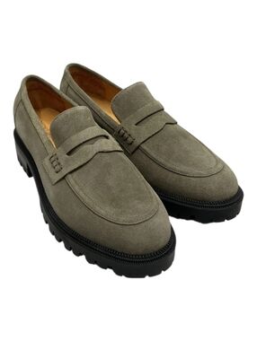 Beckett Simonon Georgia Loafers Womens 8.5 Taupe Suede Lug Sole Penny Loafers